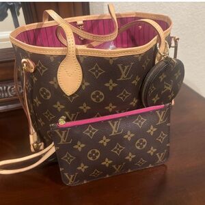 Louis Vuitton Brown and Pink Monogram neverfull PM